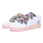 [Custom Deconstruction of women's style dyeing]  Air Force 1 Skateboarding Shoes Women's Low-top White/powder - Image 3