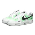 [Custom Black-green heart star]  Air Force 1 Skateboard Shoes Women's Low-Top White/Black/Green - Image 2