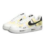 [Custom Black and yellow band-aids]  Air Force 1 Skateboard Shoes Women's Low-Top White/Black Yellow - Image 2