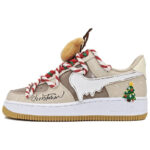 [Custom Christmas party]  Air Force 1 Skateboarding Shoes Women's Low-top Brown/brown/beige/red/green/white - Image 2