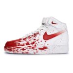 [Custom female crime scene]  Air Force 1 Skateboard Shoes Women's Mid-Top Red - Image 2
