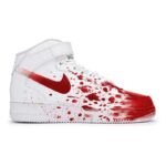 [Custom female crime scene]  Air Force 1 Skateboard Shoes Women's Mid-Top Red - Image 4