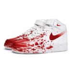 [Custom female crime scene]  Air Force 1 Skateboard Shoes Women's Mid-Top Red - Image 3