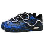 [Custom Tengshe blue for women]  Air Force 1 Skateboarding Shoes Women's Low-top Black/Blue/Silver