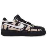 [Custom The broken phalanges are black, gray and off-white]  Air Force 1 Skateboarding Shoes Women's Low-top Black/beige - Image 2