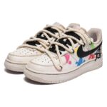 [Custom Women's ink-wash art in pink and blue]  Air Force 1 Skateboarding Shoes Women's Low-top Pink And Blue - Image 3