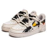 [Custom Female style ink-wash art in black and yellow]  Air Force 1 Skateboarding Shoes Women's Low-top Black/Yellow - Image 3