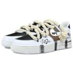 [Custom Female hacker panda]  Air Force 1 Skateboarding Shoes Women's Low-top Black/white/brown - Image 4