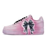 [Custom Strawberry Bow]  Air Force 1 Skateboarding Shoes Women's Low-top Black/pink - Image 2