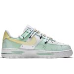 [Custom Transformational geometry]  Air Force 1 Skateboarding Shoes Women's Low-top Green, Yellow, White - Image 2