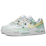 [Custom Transformational geometry]  Air Force 1 Skateboarding Shoes Women's Low-top Green, Yellow, White - Image 4