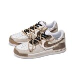 [Custom Falling Leaves]  Air Force 1 Skateboarding Shoes Low-top Grey/brown Unisex - Image 3