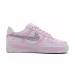 [Custom Peach Blossom]  Air Force 1 Skateboarding Shoes Women's Low-top Pink/white - Image 2