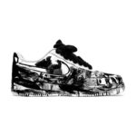 [Custom Female style in black, white and grey with ink charm]  Air Force 1 Skateboarding Shoes Women's Low-top Black/white/gray - Image 3