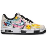 [Custom The man's little Daisy has a smiling face and a dark complexion]  Air Force 1 Skateboarding Shoes Men Low-top Beige/Black - Image 2