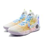 [Custom Leaves Scatter Golden]  KD Trey 5 IX Vintage Basketball Shoes Unisex Low-top Yellow - Image 2