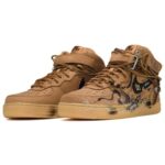 [Custom Financial freedom for both men and women]  Air Force 1 Skateboard Shoes Unisex Mid-Top Black Brown - Image 4