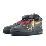 [Custom The men's style was wrongly deposited]  Air Force 1 Skateboard Shoes Men Mid-Top Black/Gold - Image 3