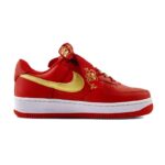 [Custom Rose vow wedding shoes]  Air Force 1 Skateboarding Shoes Unisex Low-top Red/Gold - Image 2