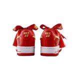 [Custom Rose vow wedding shoes]  Air Force 1 Skateboarding Shoes Unisex Low-top Red/Gold - Image 3
