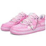 [Custom Pink Shadow Bear]  Air Force 1 Skateboarding Shoes Men Low-top White/pink - Image 3