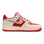 [Custom The male and female dragons and phoenixes are auspicious, white and red]  Air Force 1 Skateboarding Shoes Unisex Low-top Gold - Image 2