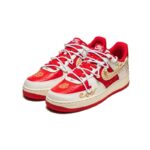 [Custom The male and female dragons and phoenixes are auspicious, white and red]  Air Force 1 Skateboarding Shoes Unisex Low-top Gold - Image 3
