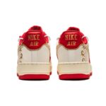 [Custom The male and female dragons and phoenixes are auspicious, white and red]  Air Force 1 Skateboarding Shoes Unisex Low-top Gold - Image 5