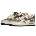 [Custom Auspicious bamboo]  Air Force 1 Skateboarding Shoes Men Low-top White/brown/beige - Image 3