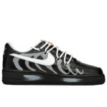 [Custom Flip the ribs]  Air Force 1 Skateboard Shoes Men Low-Top Black/Gray - Image 2