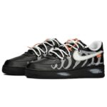 [Custom Flip the ribs]  Air Force 1 Skateboard Shoes Men Low-Top Black/Gray - Image 3