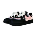 [Custom Pink and black rose with four hooks]  Air Force 1 Skateboard Shoes Women's Low-Top Black/Pink/White - Image 3