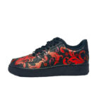 [Custom Fiery red flowers]  Air Force 1 Skateboard Shoes Unisex Low-Top Black/Red