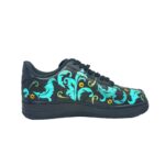 [Custom Blue and yellow flowers]  Air Force 1 Skateboard Shoes Unisex Low-Top Black/Blue - Image 3