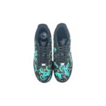 [Custom Blue and yellow flowers]  Air Force 1 Skateboard Shoes Unisex Low-Top Black/Blue - Image 4
