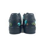 [Custom Blue and yellow flowers]  Air Force 1 Skateboard Shoes Unisex Low-Top Black/Blue - Image 5