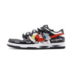 [Custom Keep Away from strangers Deconstruction]  Dunk Skateboarding Shoes Men Low-top Black/White/Red - Image 2