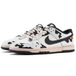 [Custom Male oolong]  Dunk Skateboarding Shoes Unisex Low-top Black/White/Brown - Image 3