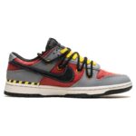 [Custom The evening clouds are ablaze with red]  Dunk Skateboarding Shoes Unisex Low-top Gray/Yellow - Image 2