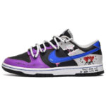 [Custom Men's style: Heart to Heart Blue, Black and purple]  Dunk Skateboarding Shoes Men Low-top Blue-black-purple - Image 2