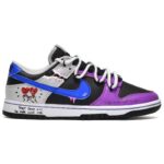 [Custom Men's style: Heart to Heart Blue, Black and purple]  Dunk Skateboarding Shoes Men Low-top Blue-black-purple - Image 3