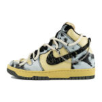 [Custom Mist shadow]  Dunk Skateboarding Shoes Unisex High-top Black/Grey/Beige