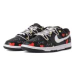 [Custom Men's heart-shaped black and red]  Dunk Skateboarding Shoes Men Low-top Black/Red - Image 2