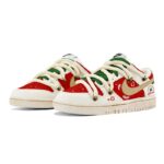[Custom Red Christmas]  Dunk Skateboarding Shoes Men Low-top Beige/green - Image 3