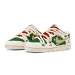 [Custom Green Christmas]  Dunk Skateboarding Shoes Men Low-top Beige/Green - Image 3