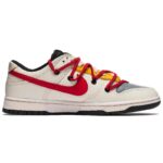 [Custom The male model's battle damage is as high as white and blue]  Dunk Skateboarding Shoes Men Low-top White/Blue/Red - Image 3