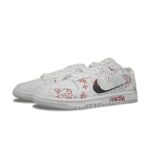 [Custom Eternal silent words]  Dunk Skateboarding Shoes Men Low-top Grey / Red - Image 4