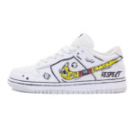 [Custom White 2D hand-drawn pictures]  Dunk Skateboarding Shoes Men Low-top White/yellow/black - Image 2