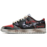 [Custom Male Halloween vampire]  Dunk Skateboarding Shoes Men Low-top Black/Red - Image 2