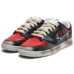 [Custom Male Halloween vampire]  Dunk Skateboarding Shoes Men Low-top Black/Red - Image 4